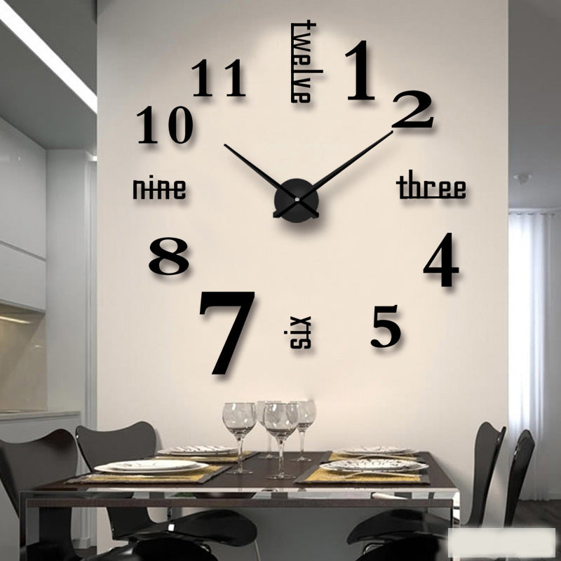 Creative acrylic mirror wall clock DIY stereo hanging