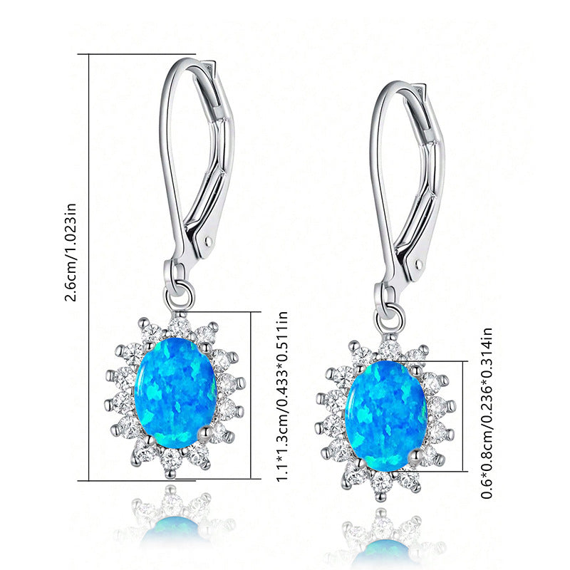 Multi-colored Oval Opal Earrings And Chalcedony