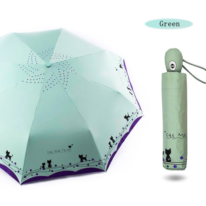 Kitten flower folding umbrella