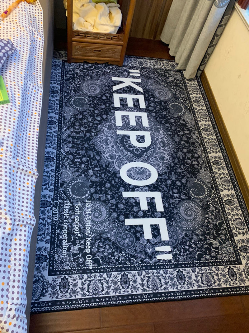 KEEP OFF letter carpet
