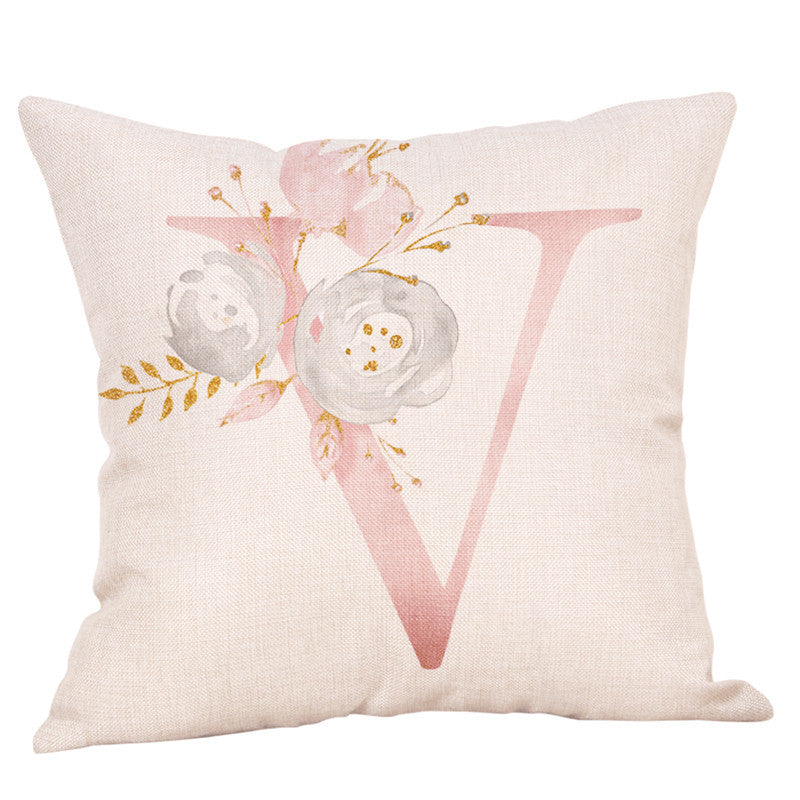 Ins Nordic Pillowcase Custom Pink Letter Pillow Short Plush Car Sofa Waist Support