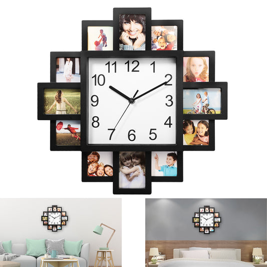 1Pc Photo Frame Clock Picture Collage 12-Picture Display Wall Clock Photowall Wall Hanging Home Decor For Valentines Day Gift