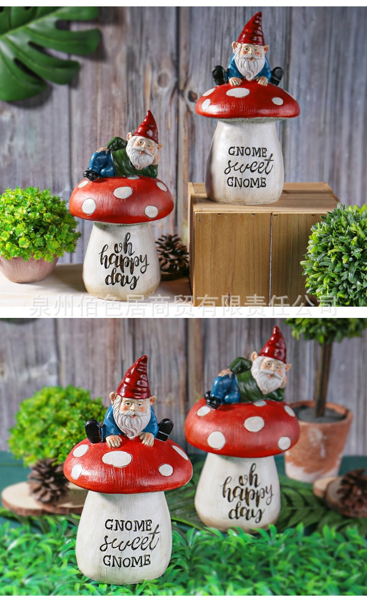 Garden Sitting Mushroom Decoration Garden Courtyard Elf Sculpture Landscape Decorations