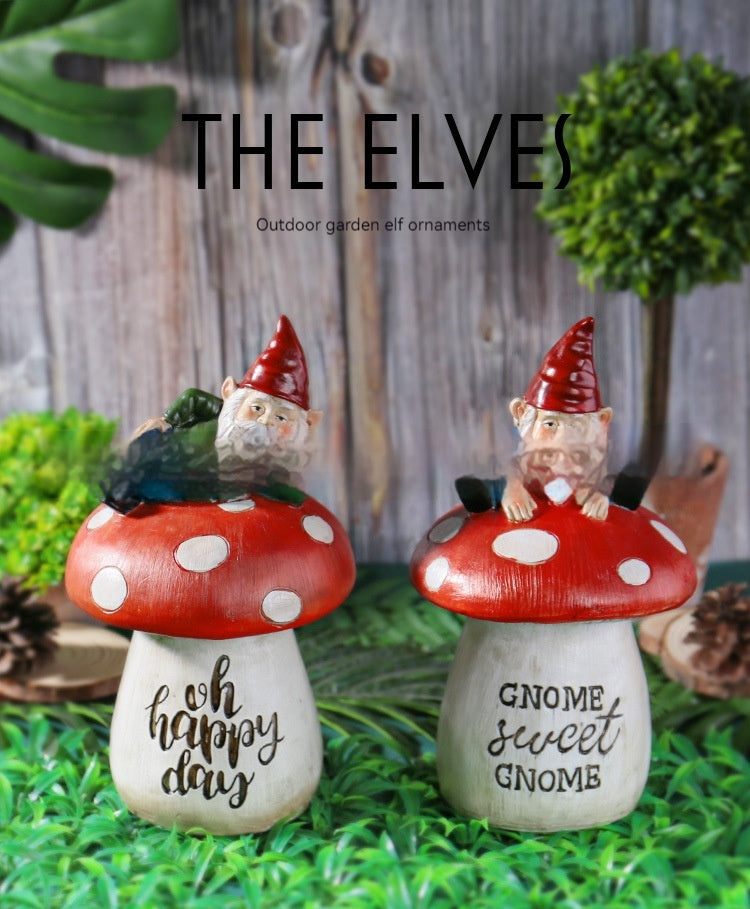 Garden Sitting Mushroom Decoration Garden Courtyard Elf Sculpture Landscape Decorations