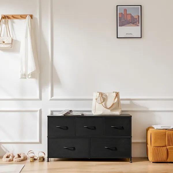 Dresser For Bedroom Storage Drawers Fabric Storage Tower With 5 Drawers