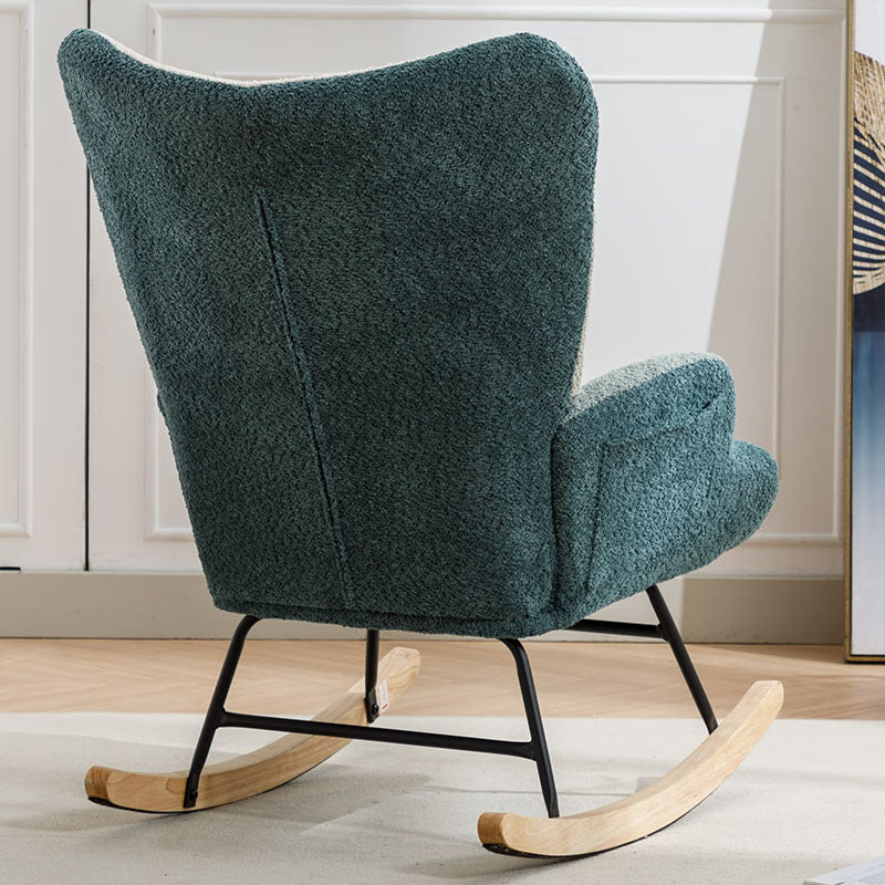 Modern Patchwork Accent Chair With Solid Wood Armrest And Feet,