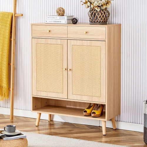 Modern Minimalist Storage Cabinet, Rattan Shoe Cabinet, Bed Top Cabinet. Beautiful Shape, Suitable For Corridors And Living Rooms