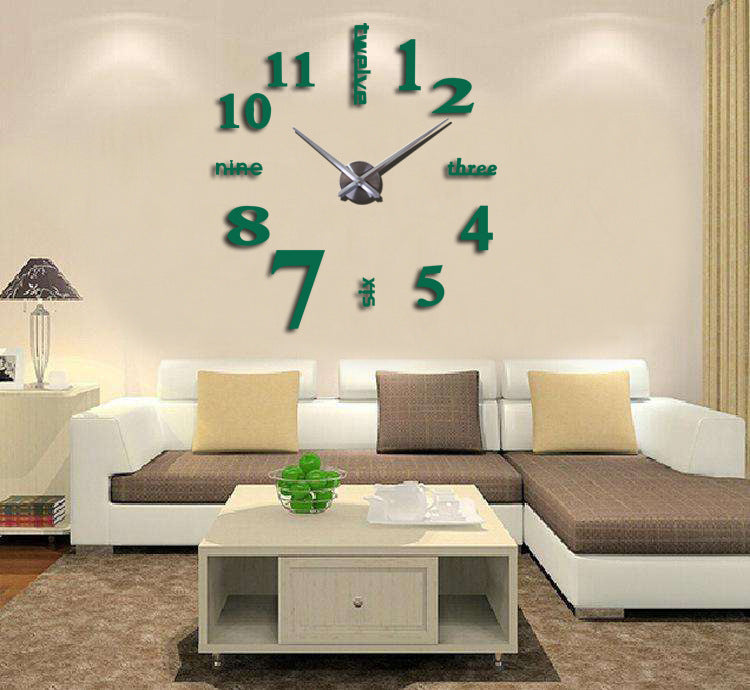 Creative acrylic mirror wall clock DIY stereo hanging