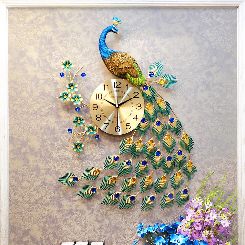 European-style Peacock Wall Clock Living Room Clock