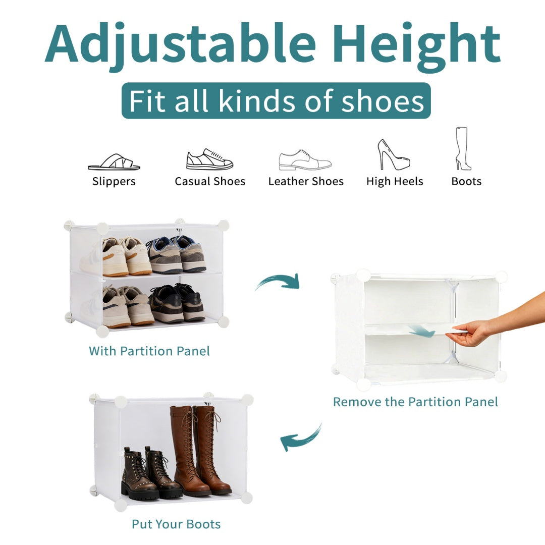 Shoe Rack Storage Cabinet, 8-layer Shoe Storage Cabinet With Door, Stackable And Detachable Shoe Storage Cabinet