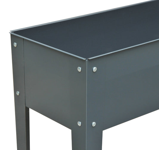 Metal Raised Garden Bed Planter Box 40 X 12 X 32 Dark Grey Durable Outdoor Gardening Solution