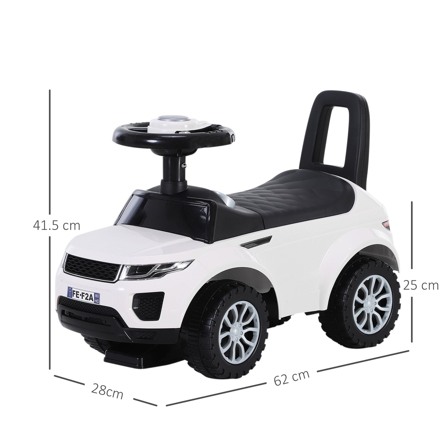 3-in-1 Ride On Car Foot To Floor Slider Toddler W/ Horn Steering Wheel NO POWER Manual Under Seat Storage Safe Design For 1-3 Year Old White