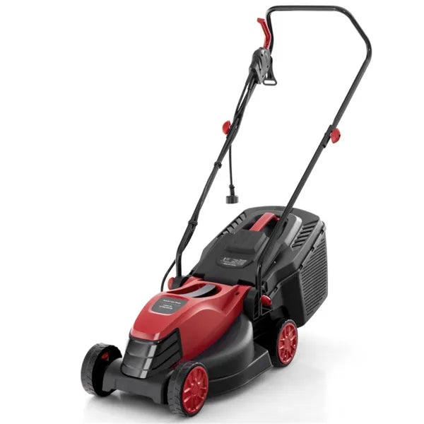 12 Ampere 13.5 Inch Electric Rope Lawn Mower With Dual Safety Switches -Red