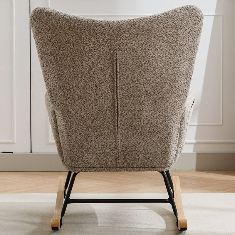 Modern Patchwork Accent Chair With Solid Wood Armrest And Feet