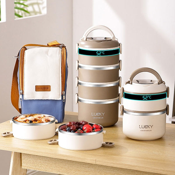 Insulated Stainless Steel 304 Food Grade Office Worker Compartment Japanese Double Deck And Multi-layer Bento Box