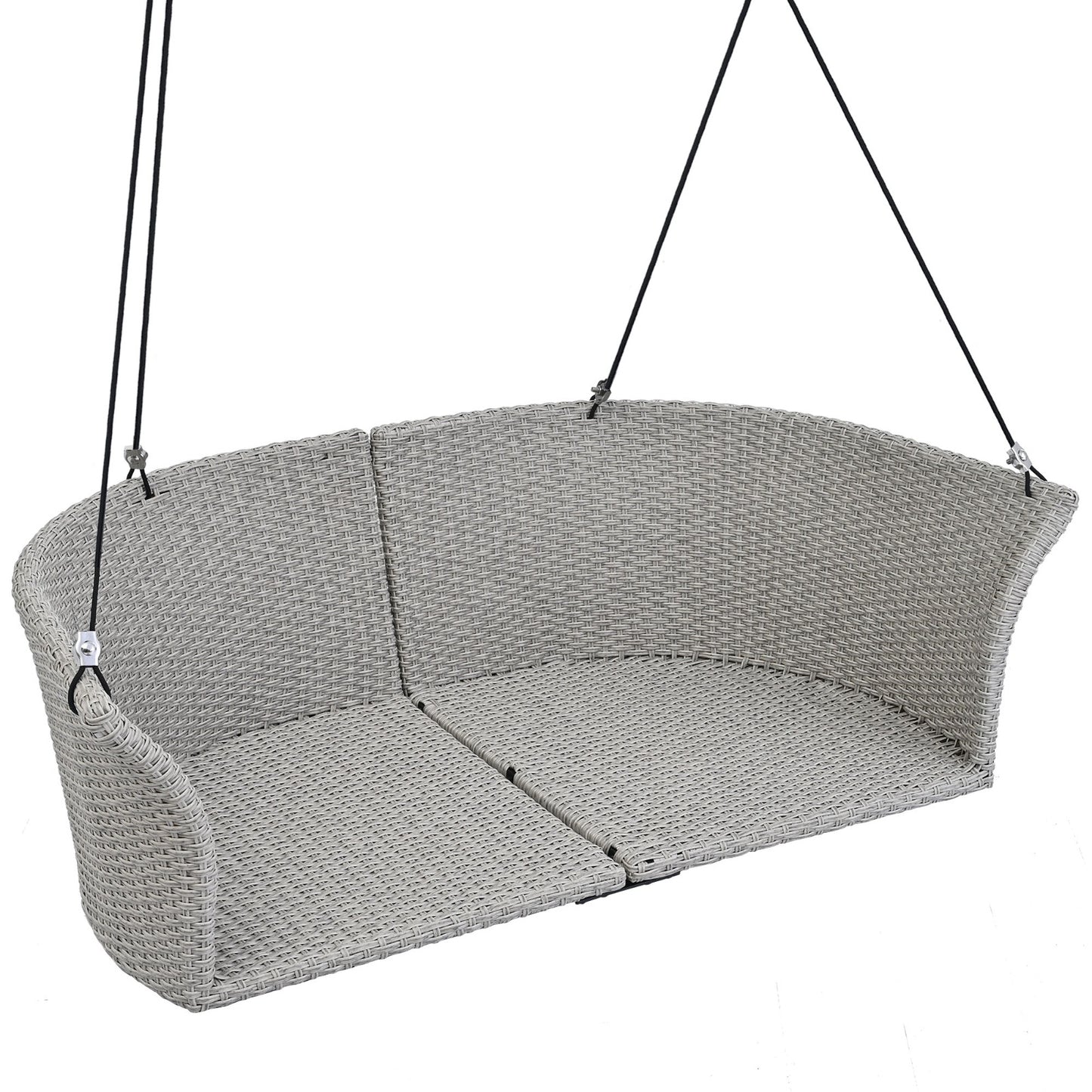 GO 51.9 2-Person Hanging Seat, Rattan Woven Swing Chair, Porch Swing With Ropes, Gray Wicker And C