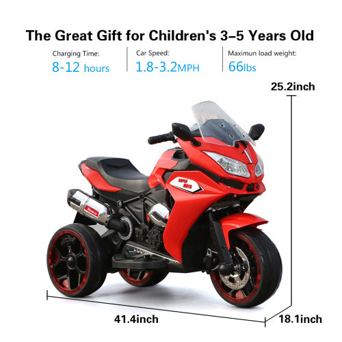 12V Kids Electric Motorcycle ,ride On Motorcycle,Three Lighting Wheels Kids Electric Toys Boys Girls Motorcycle, Children Battery Motor Bikes Rechargeable 3 Wheels Ride On Electric Motorcycle