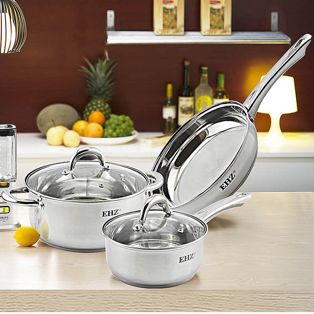Pot Combination Stainless Steel Non-Stick Pan Full Set With Lid