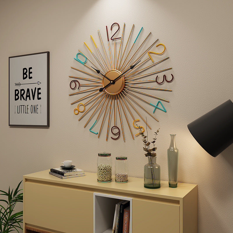 Fashion Silent Metal Wall Clock Creative Living Room