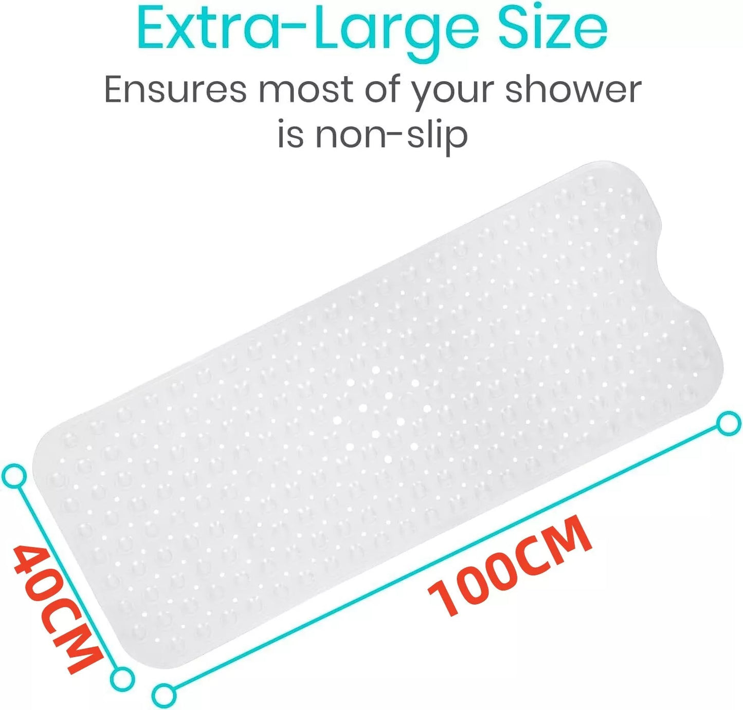 Non Slip Bath Mat Extra Large Shower Mat Bathtub Anti-Mold Rubber Strong Suction