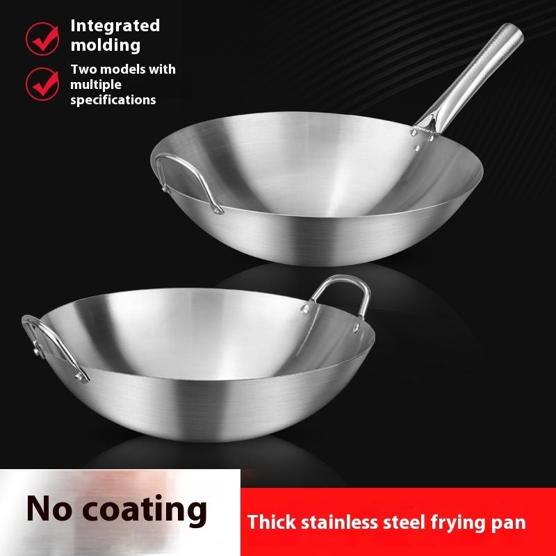 Household Quick-fry Pan Gas Stove Round Bottom Uncoated Wok