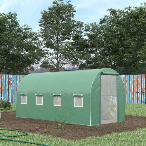 Walk In Tunnel Circular Greenhouse With Mesh Doors And 8 Windows