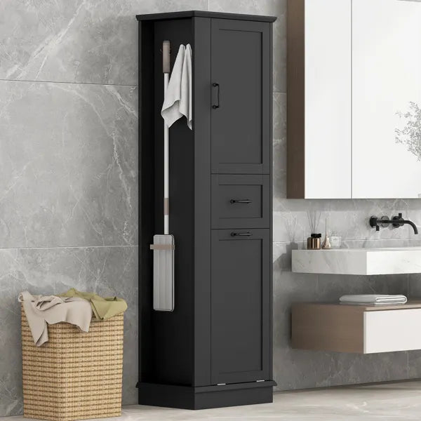 Modern Tall Storage Cabinet – Tilt-Out Compartment, Adjustable Shelves, 80LBS Capacity, Soft-Close Hinges, Aluminum Alloy Handles, Perfect For Bathroom & Home Organization