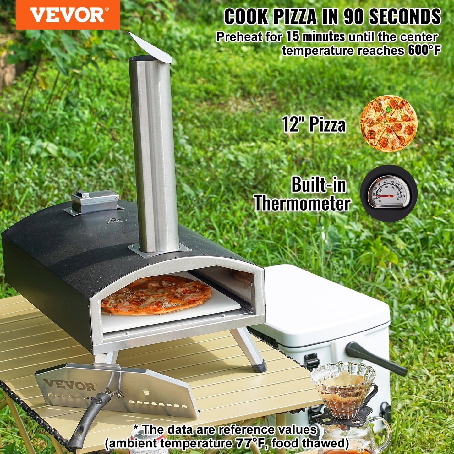 VEVOR 12Outdoor Pizza Oven Portable Wood Pellet Pizza Oven Iron Spray Camping