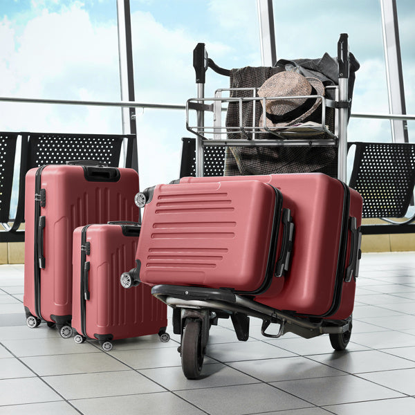 Curved Vertical Stripe 4-in-1 Trolley Case 16in 20in 24in 28in ABS Aluminum Alloy Tie Rod