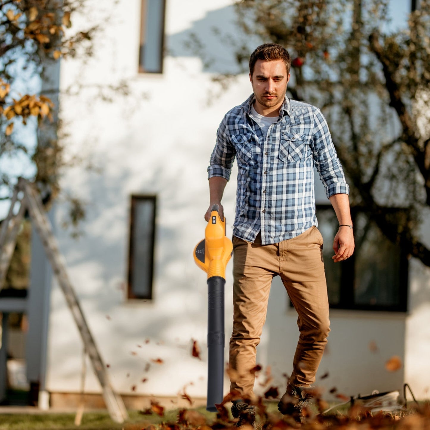 1Pc Cordless Leaf Blower Handheld Electric Battery Powered Air Blower Max 124MPH 300CFM With 2 Adjustable Speeds 2Pcs 18V 2000mA Battery And Charger For Yard Patio