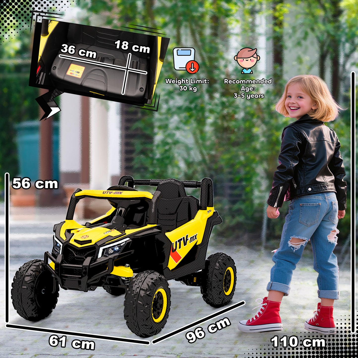 12V Kids Ride On Car With Remote Control, Kids Electric Car With Suspension System, Music, For Kids 3-5 Years, Yellow