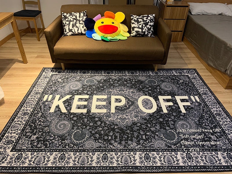 KEEP OFF letter carpet