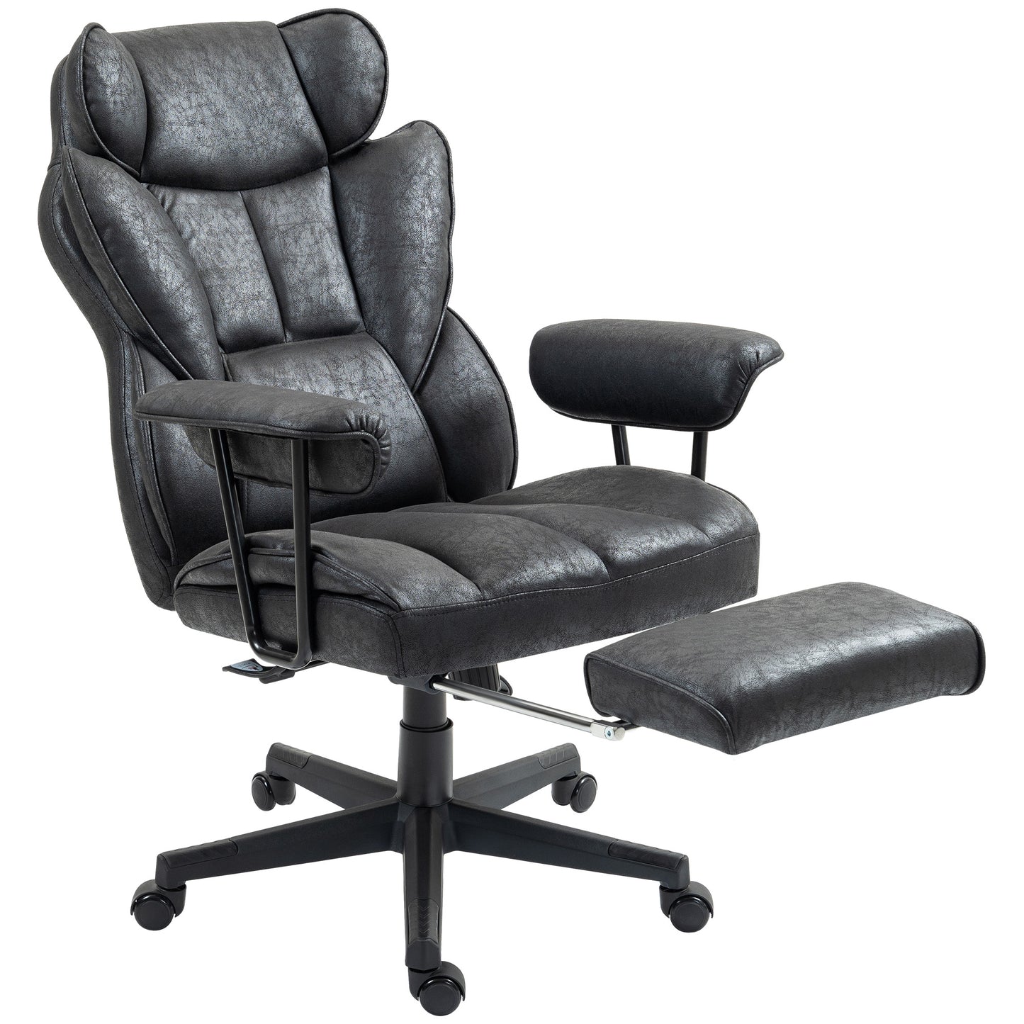 396lbs. Big and Tall Office Chair, Massage Office Chair with Footrest, Lumbar Support & Reclining Function, Black