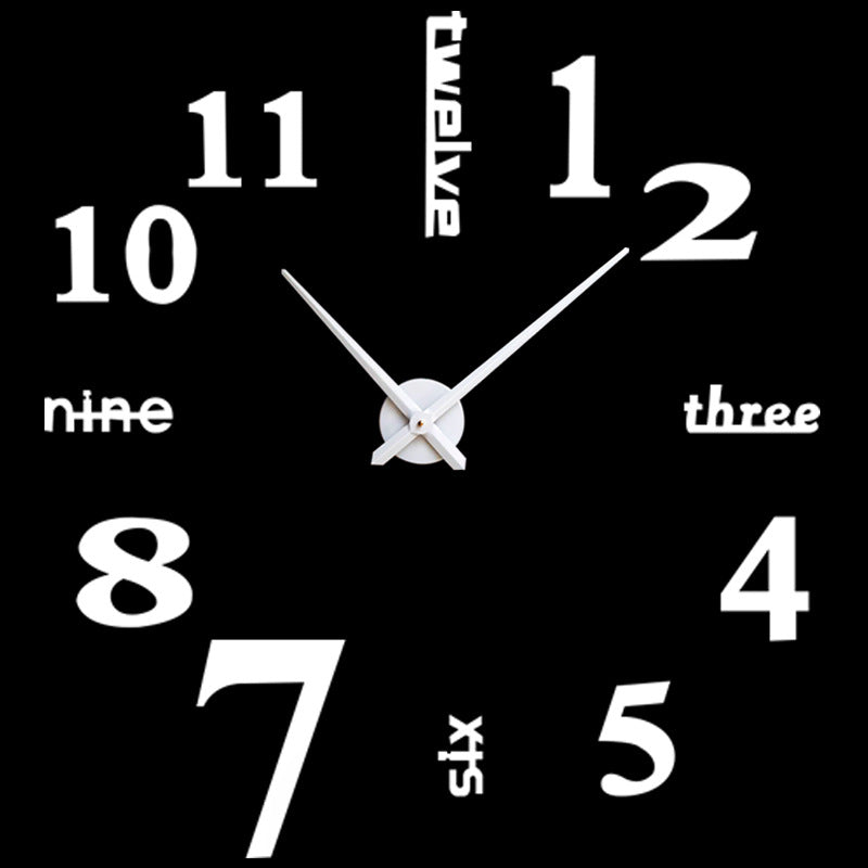 Creative acrylic mirror wall clock DIY stereo hanging