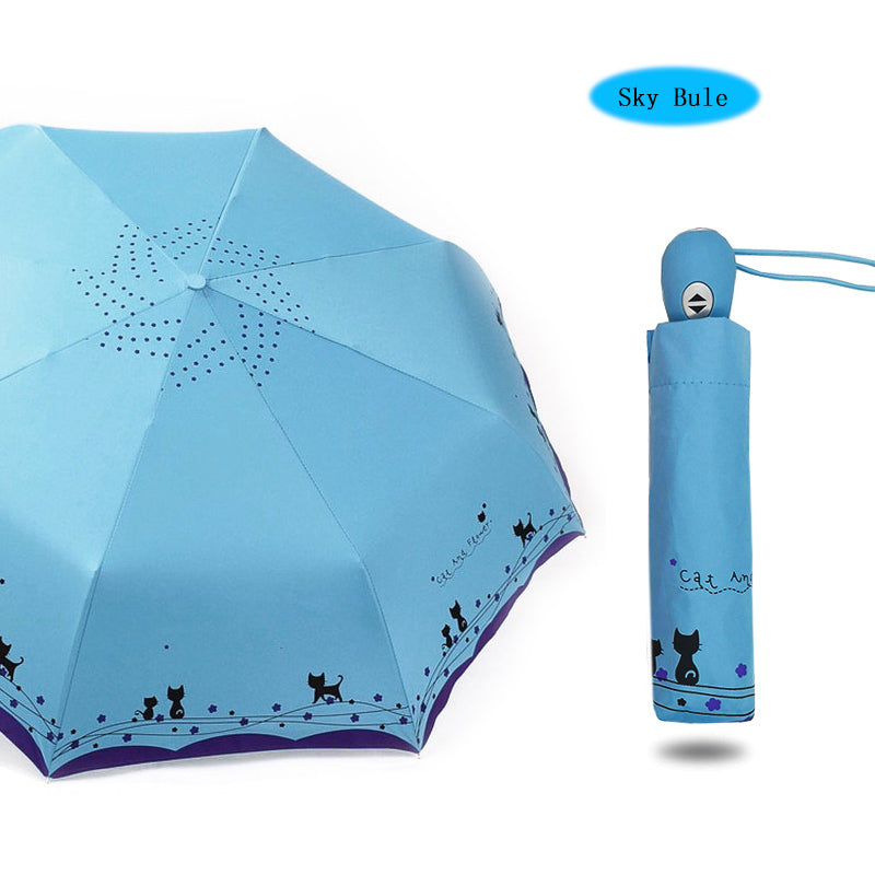 Kitten flower folding umbrella