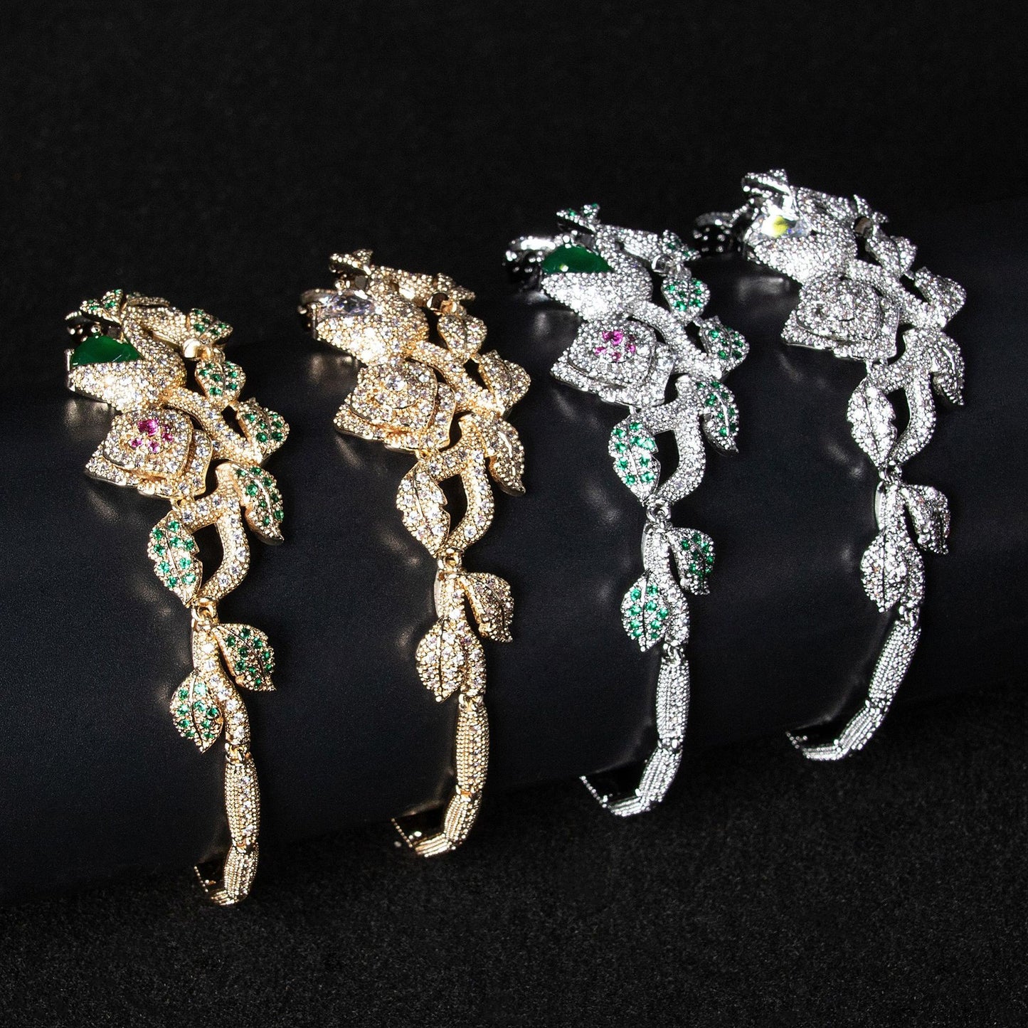 Stylish Sparkling Gemstone Flower Bracelet For Women