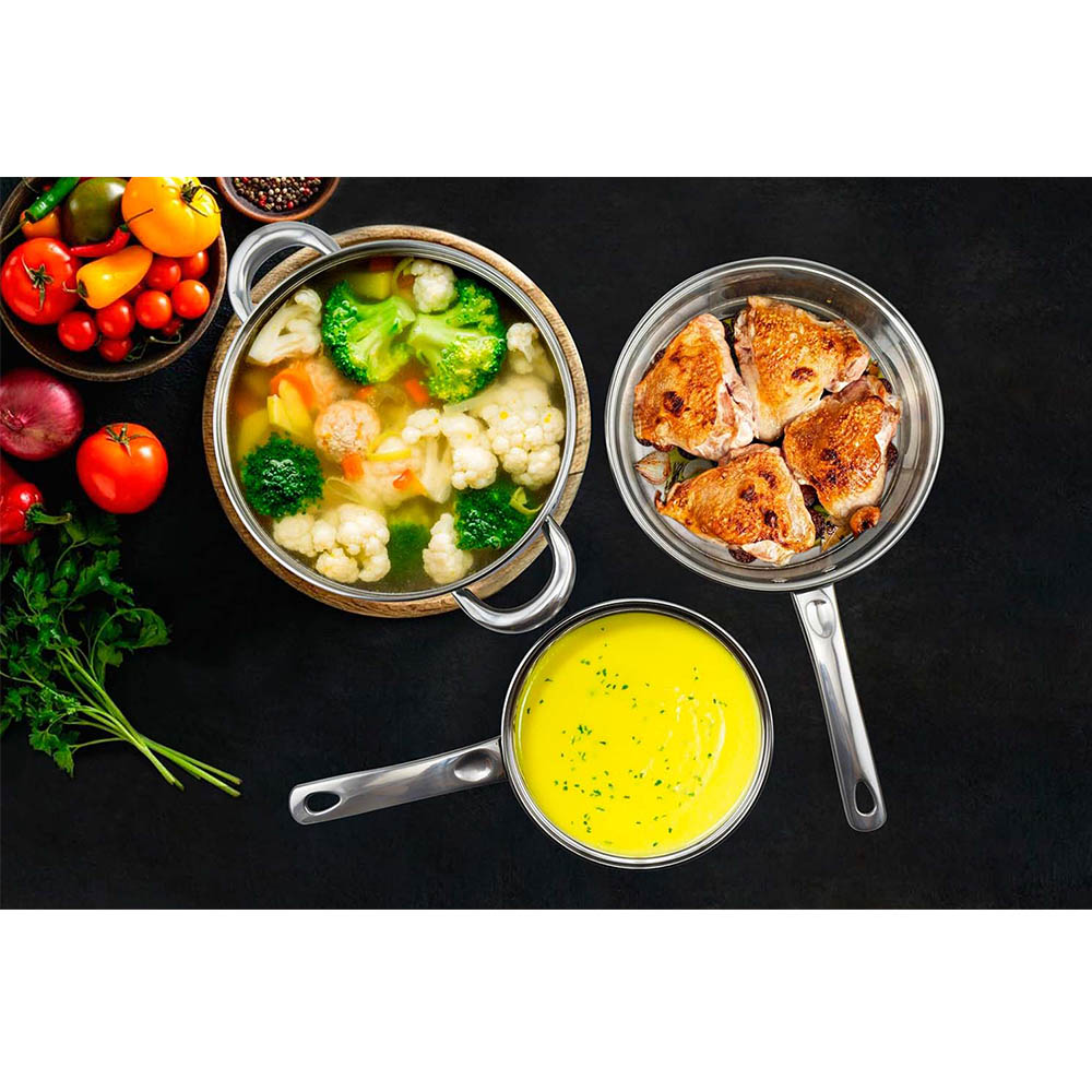 Pot Combination Stainless Steel Non-Stick Pan Full Set With Lid