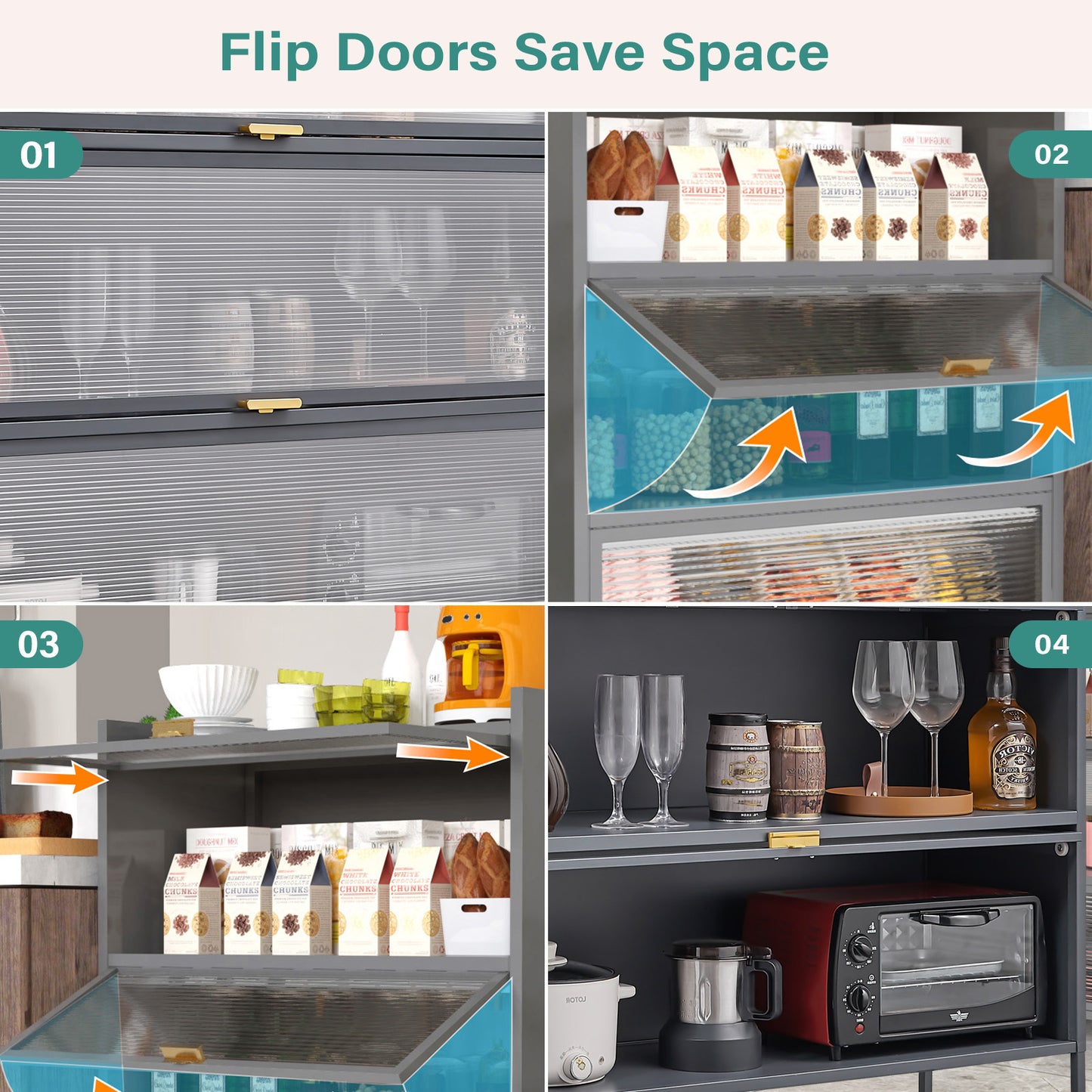 4-Level Flip Door Metal Cabinet