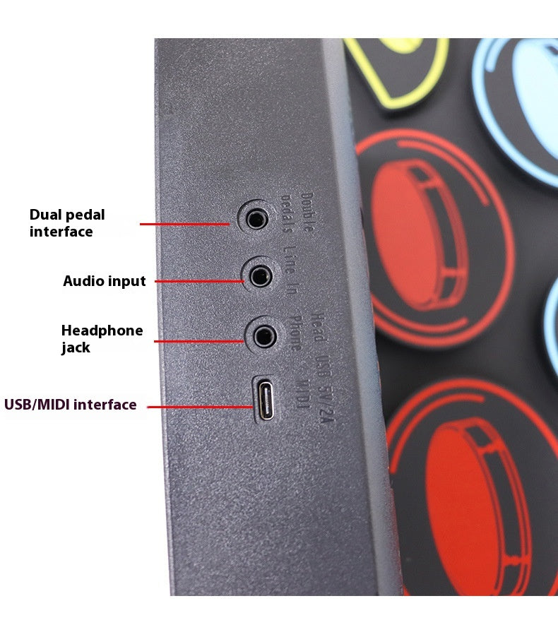 Color Hand Roll-up Drum Kit Portable Hand Roll Drum With Bracket