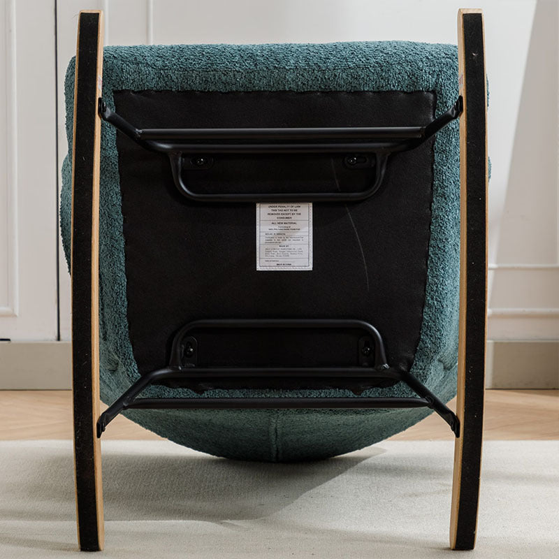 Modern Patchwork Accent Chair With Solid Wood Armrest And Feet,