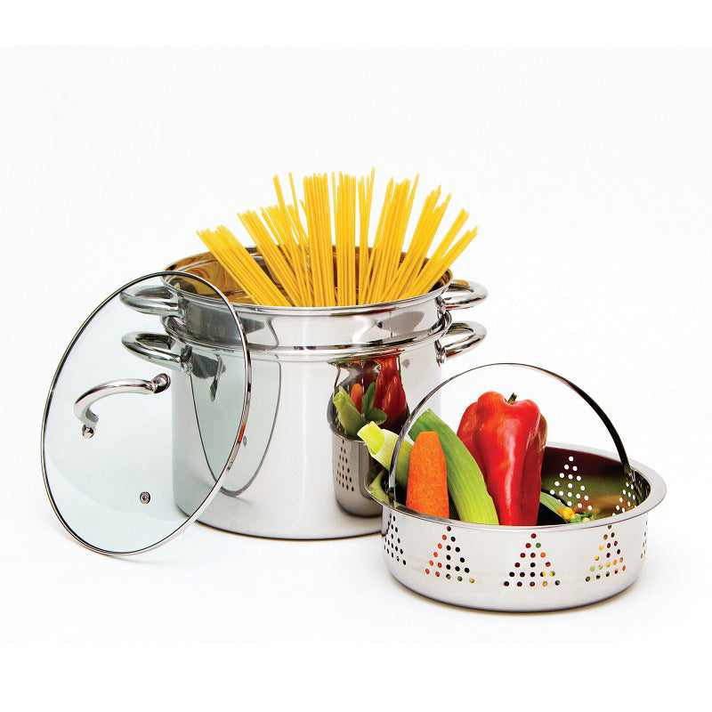 Exported To Europe And America 24cm Multi-functional Draining Noodles Strainer Spaghetti Pot 201430 Stainless Steel 8QT Noodle Soup Steamer