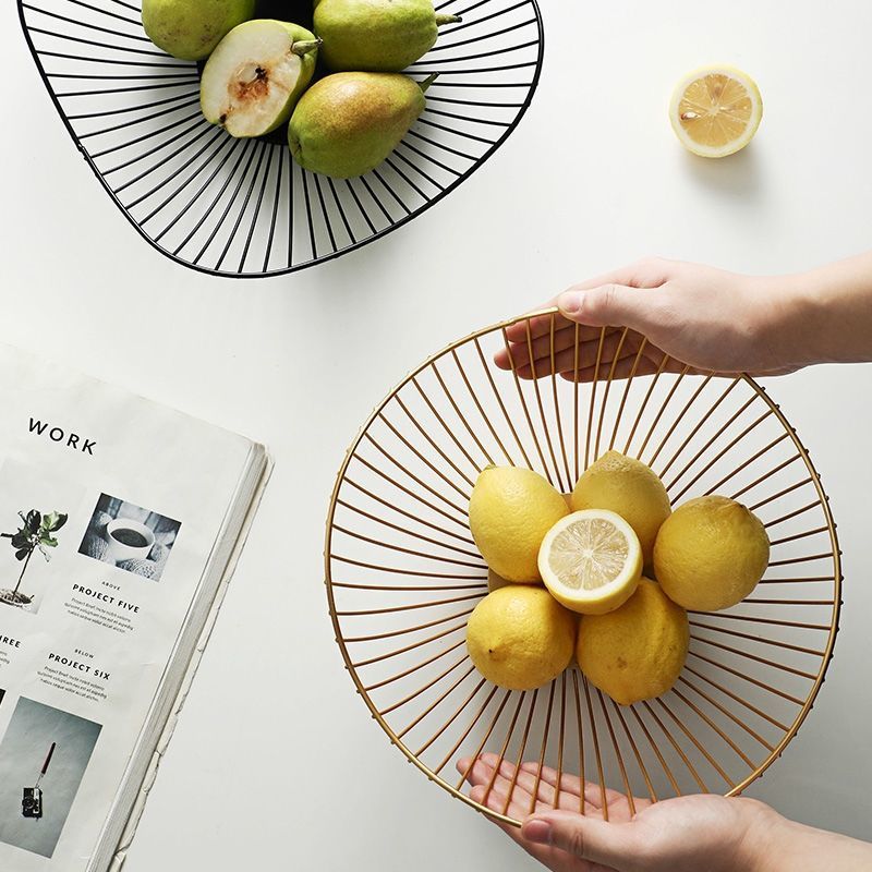 Simple Hollow Iron European Style Living Room Coffee Table Fruit Basket