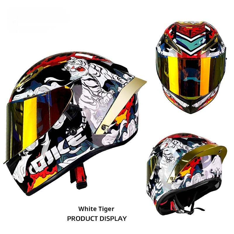 Universal Double Lens Large Tail Helmet Bluetooth Motorcycle Knight Exposed Full Helmet