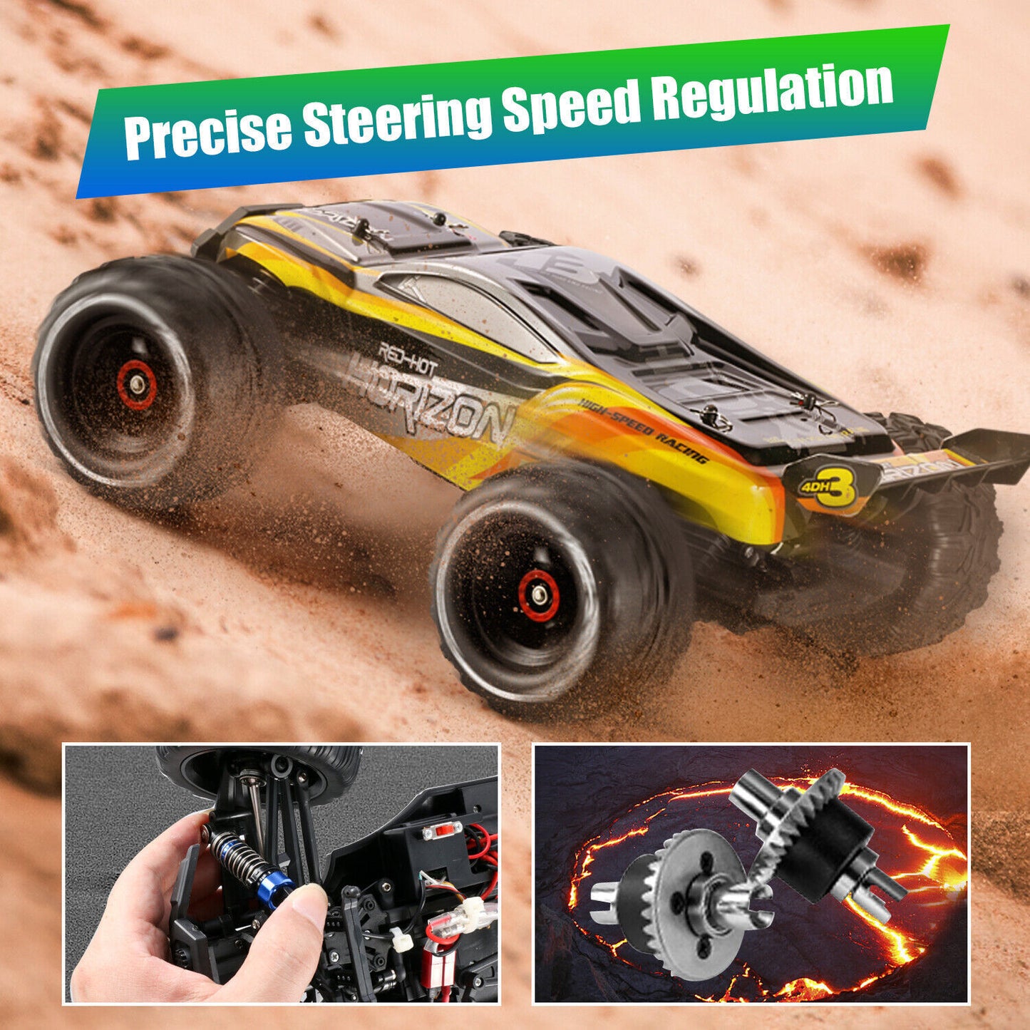 High Speed 50 Kmh RC Car, RC Monster Truck,Racing Hobby Car, 4WD All Terrain Off-Road Remote Control Car, 2.4Ghz RC Crawler, 2 Battery, Kids Adults Gifts,Logistics Is Randomly Sent By UPS,USPS,FEDEX