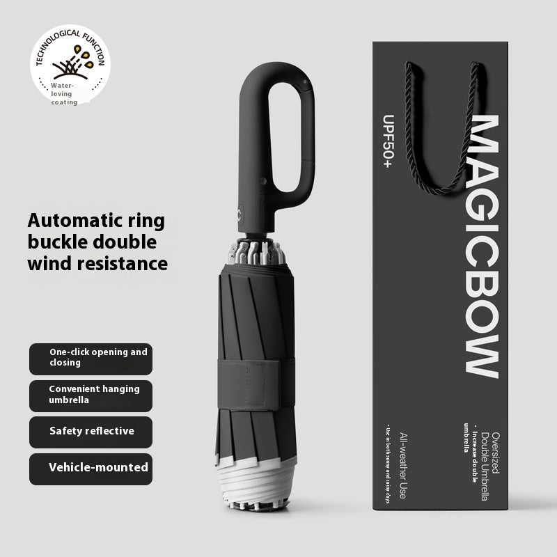 Enlarged And Thickened Fully Automatic Buckle Folding Umbrella