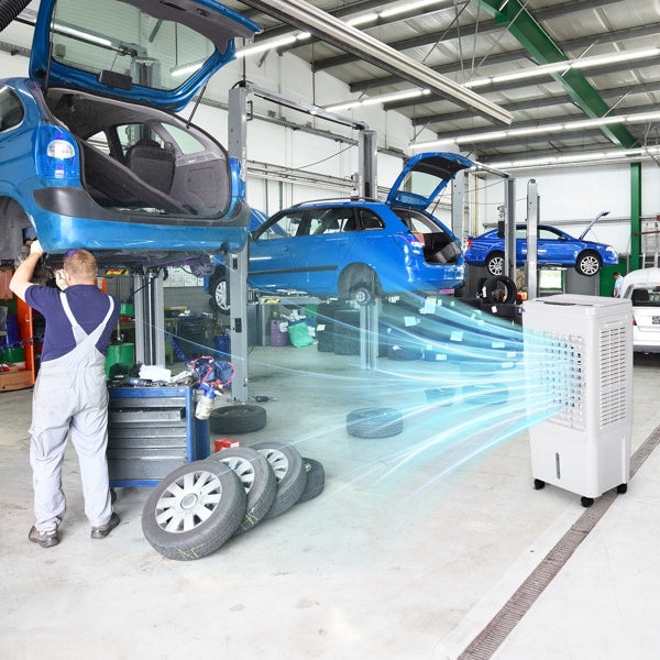 ZOKOP FLS-Z33DR Electric Fan 110V 150W 40L With Remote Control, With LCD Display, With 4 Ice Crystals, With Casters, ABS Plastic, White