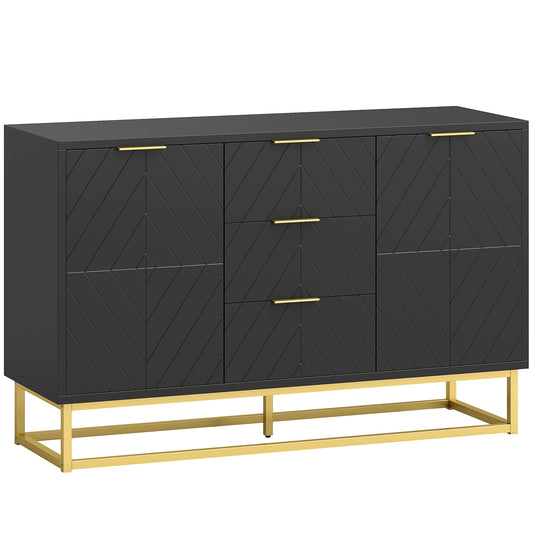 Sideboard With 3 Drawers And Adjustable Shelves For Living Room - Black