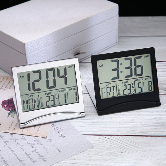 Cross-border Wholesale Creative Simple Travel Folding Word Electronic Alarm Clock