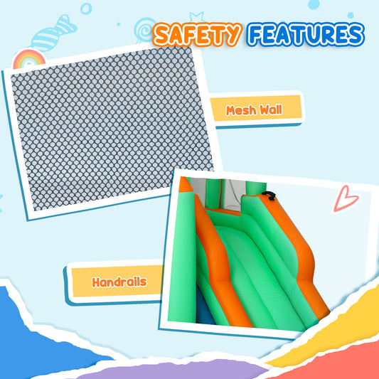 8 In 1 Inflatable Bounce House Water Slide With 680W High Power Blower, For 3-8 Years