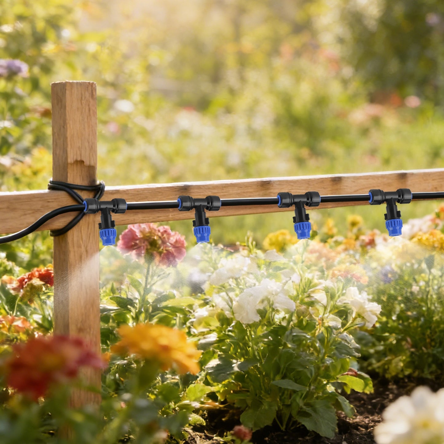 75FT Mist Drip Irrigation System With Adjustable Misting Nozzle Quick Connect Automatic Garden Watering System For Garden Lawn Patio Flower Bed